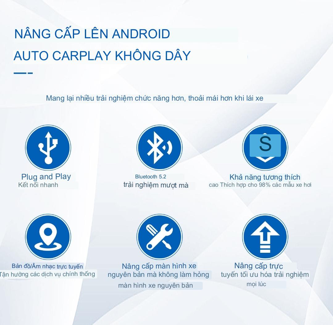 Adapter kết nối Apple Carplay không dây - Android auto không dây cho xe ô tô