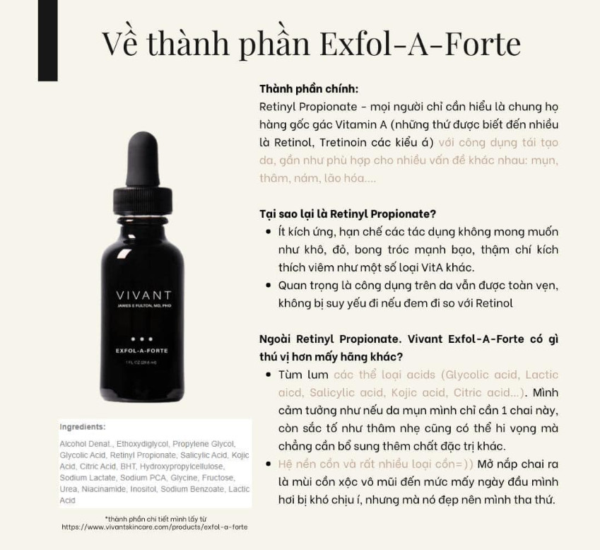Serum Hỗ Trợ Tái Tạo Da Vivant Exfol-A Forte