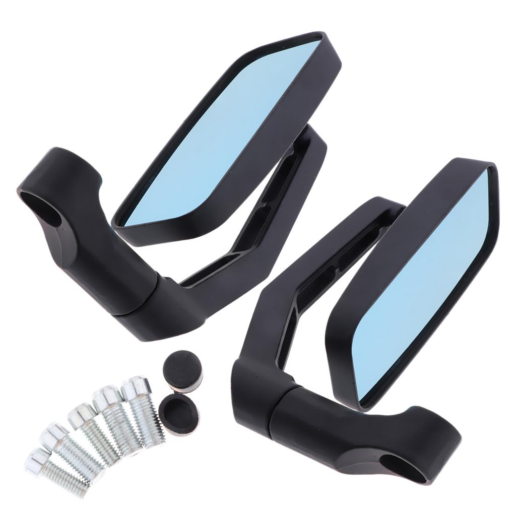 2 Colors Blue Glass Side Mirrors Rear view Mirrors for Motorcycle with 8mm 10mm Thread Bolts, Left & Right