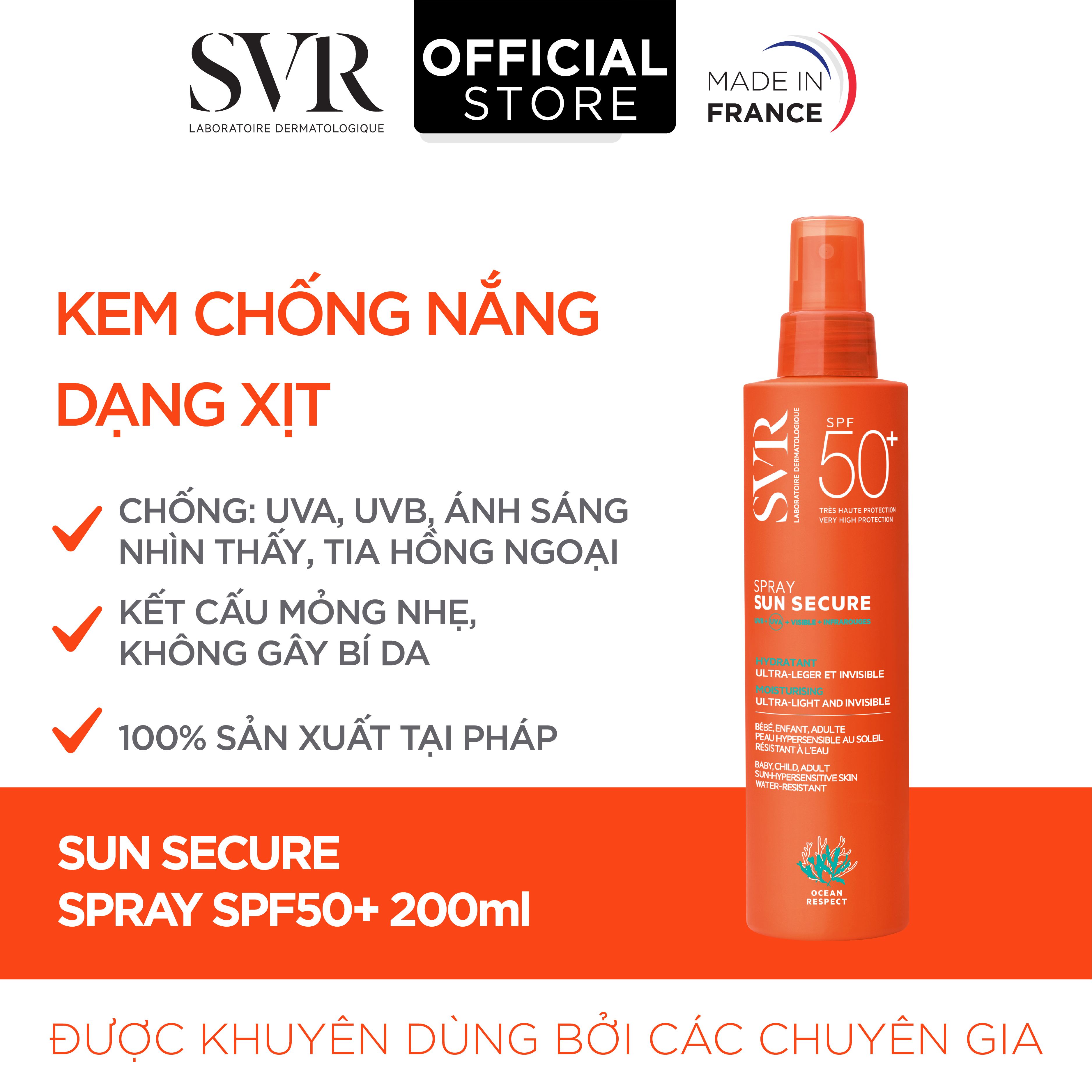 Xịt Chống Nắng SVR Sun Secure Spray Spf50+ (200ml)