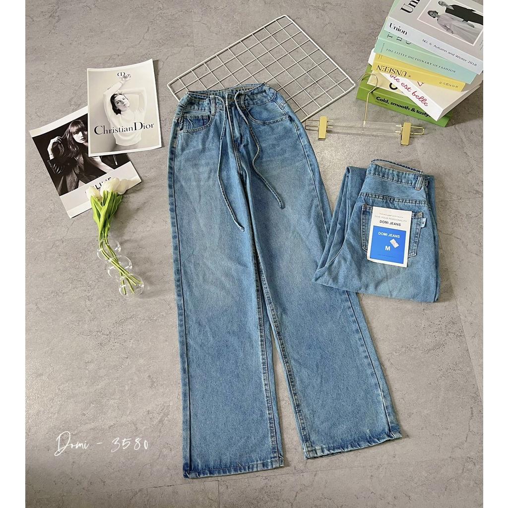 Quần baggy jean nữ ống rộng lưng cao cột dây , quần jean ống rộng kiểu dáng trẻ trung, form đẹp ulzzang nữ
