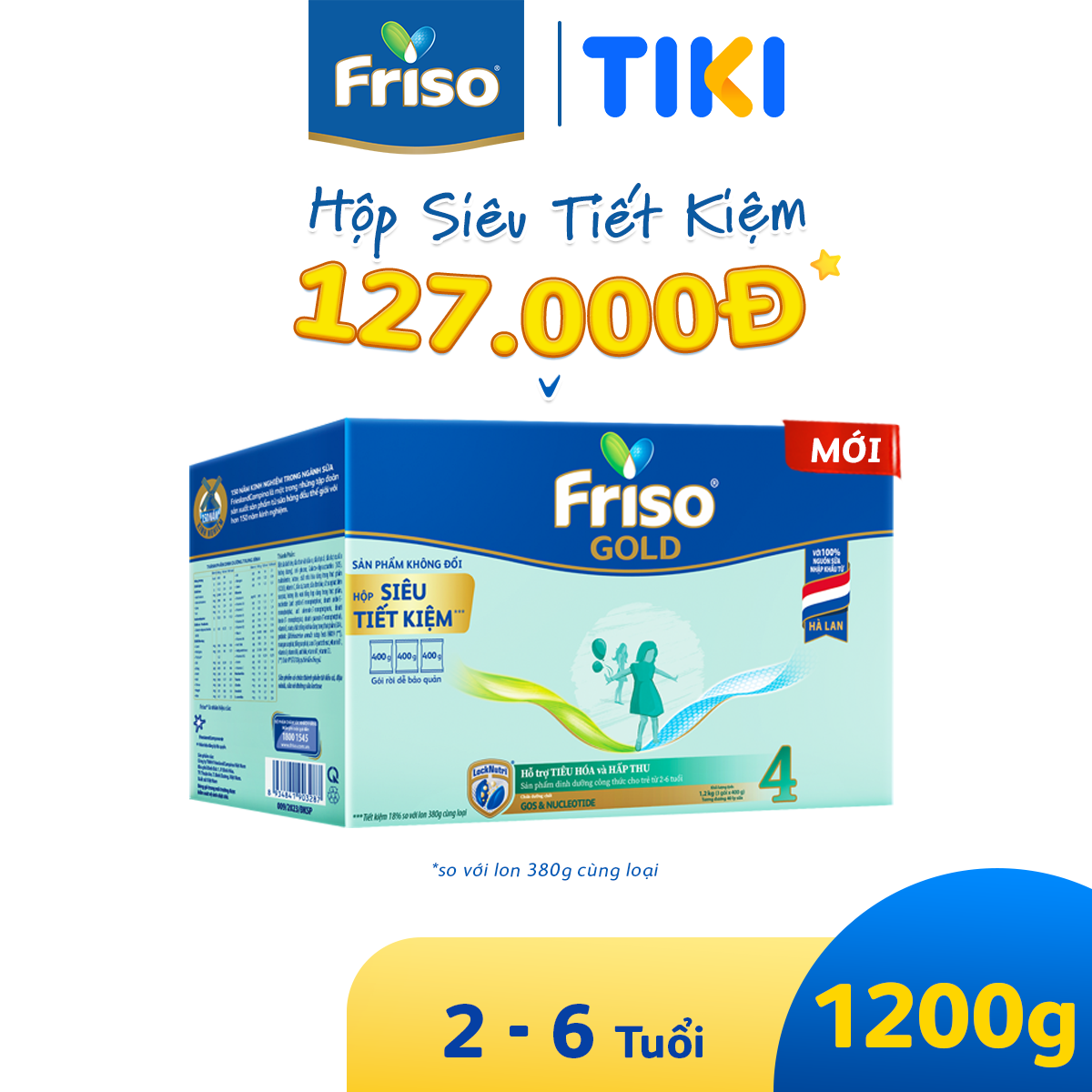 Sữa Bột Friso Gold 4 Hộp Giấy 1200G (Dành cho trẻ 2 - 6 tuổi)