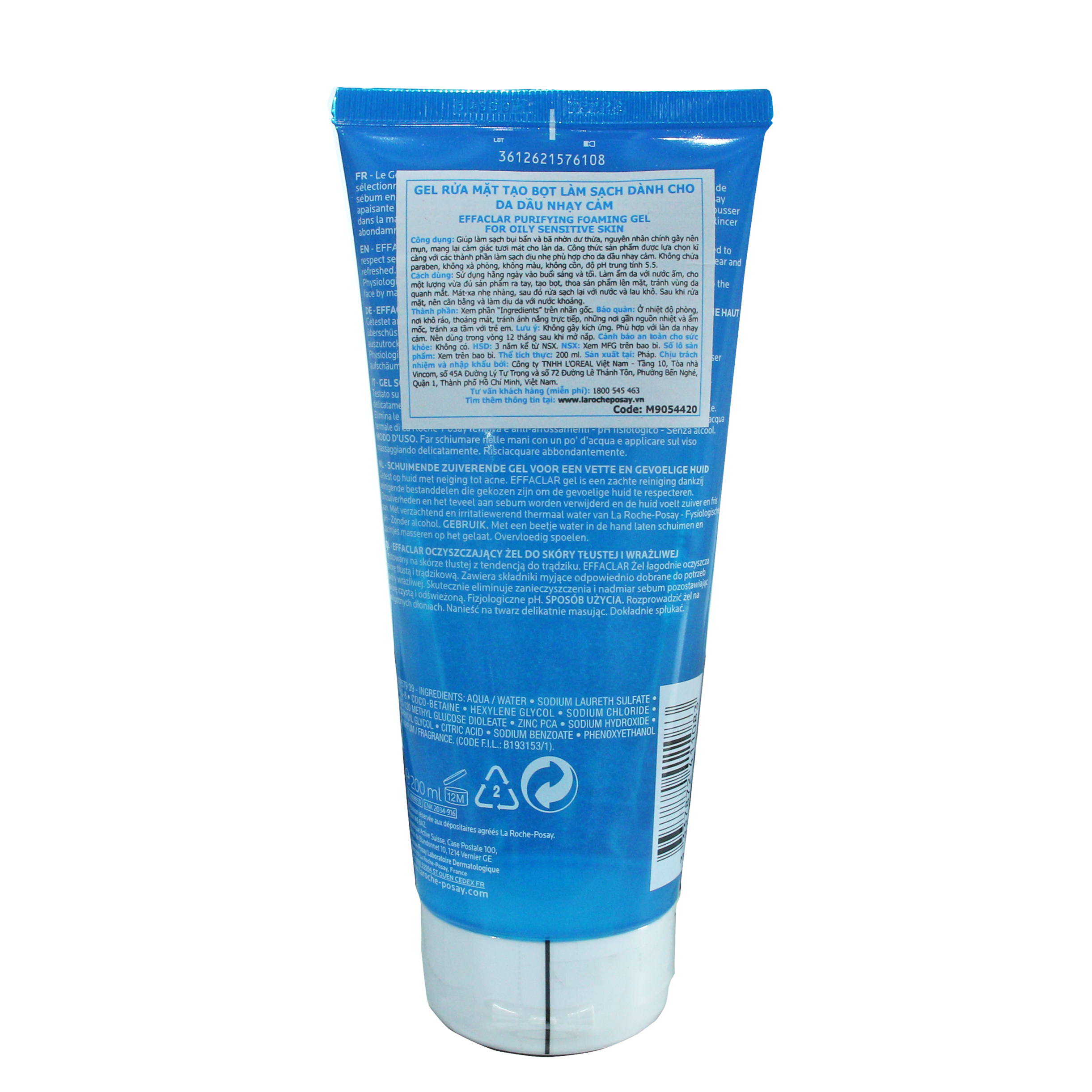 Gel rửa mặt tạo bọt cho da dầu nhạy cảm La Roche-Posay Effaclar Purifying Foaming Gel (200ml, tặng móc khoá)