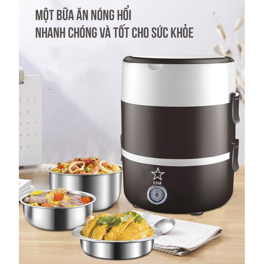 Cặp Lồng Cắm Điện 3 Tầng, Hộp Cơm Hâm Nóng Ruột Inox Cao Cấp Giữ Nóng Thức Ăn Liên Tục- TIỆN LỢI - GỌN NHẸ