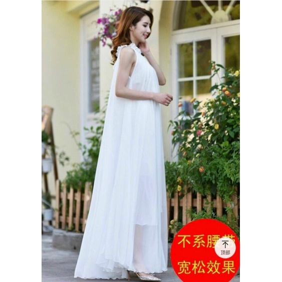 Đầm Maxi suông cổ yếm thắt dây eo