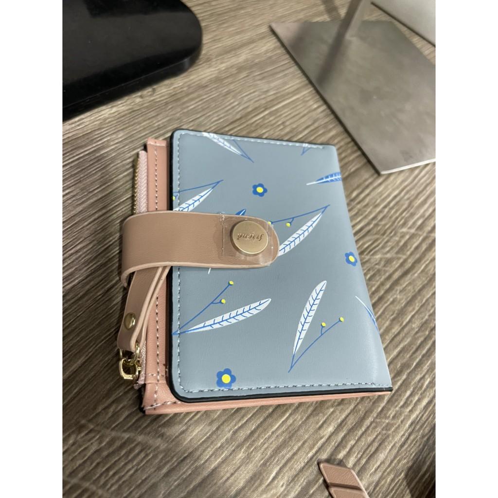 Ví vuông ngắn tiện lợi nút bấm hình hoa cọ FL501 Tặng móc khóa cá heo