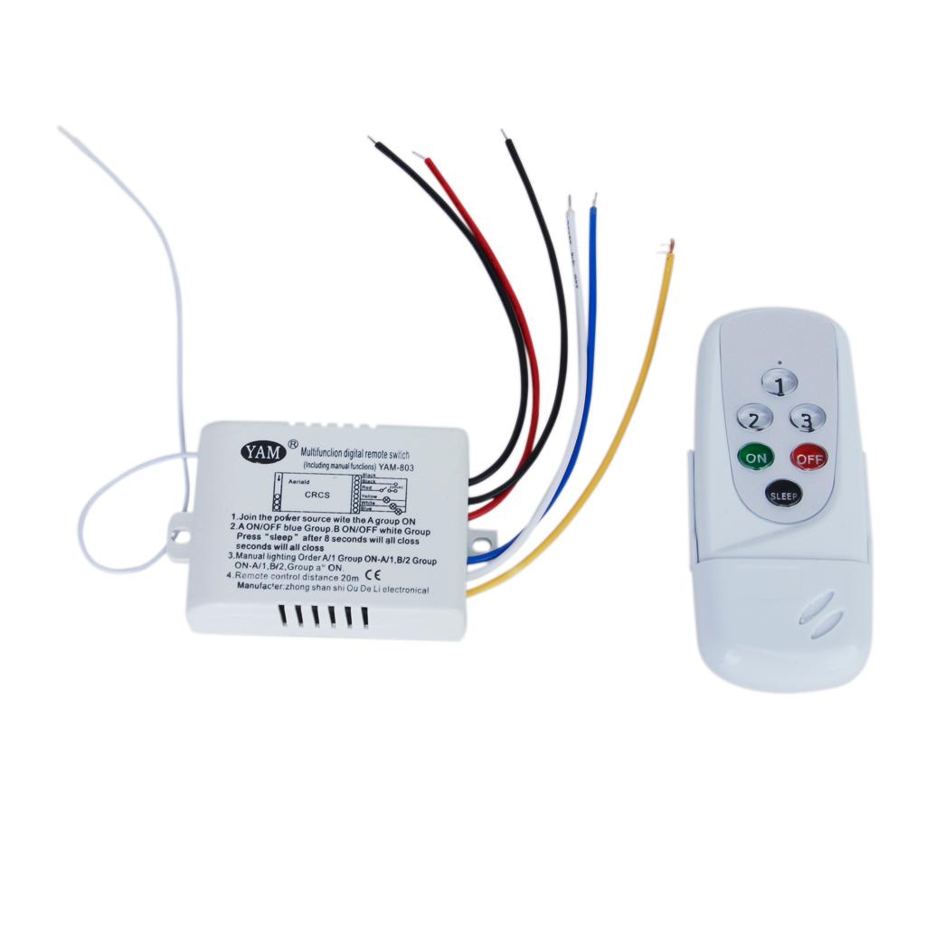 3-Way ON/OFF 220V-240V Light Digital Wireless Wall Switch + Remote Control