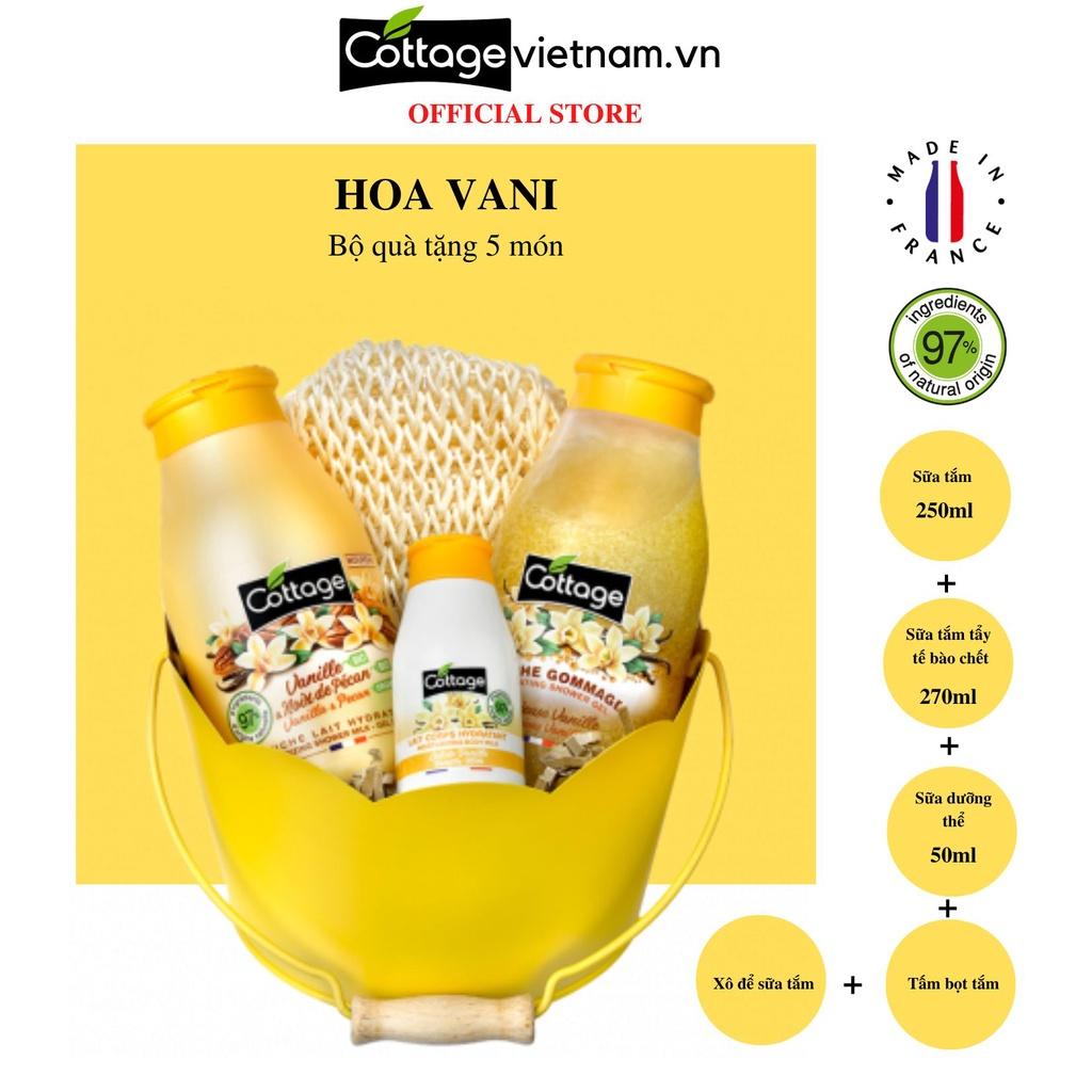 Combo quà tặng 5 món sữa tắm Cottage Hương hoa vani-Mẫu mới 2023