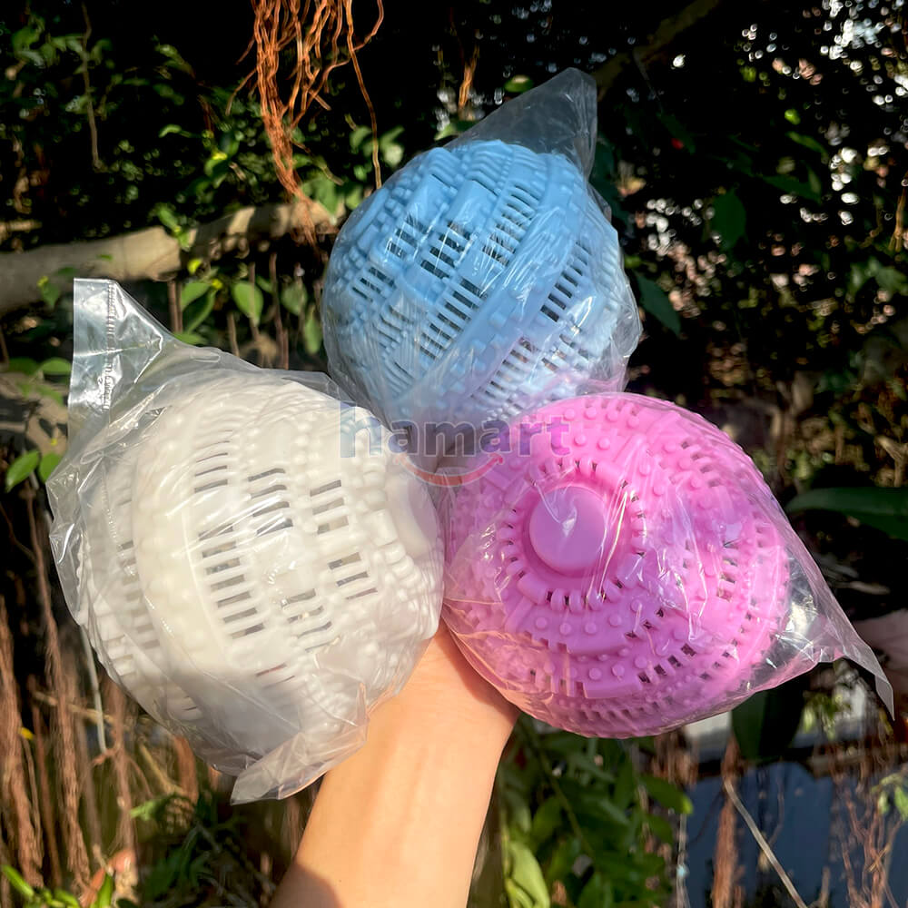 Bóng Giặt Sạch Quần Áo Chống Nhăn Lớn Washing Ball Plus Banh TPE Hạt Gốm Thơm 1000 Lần Giặt Đồ