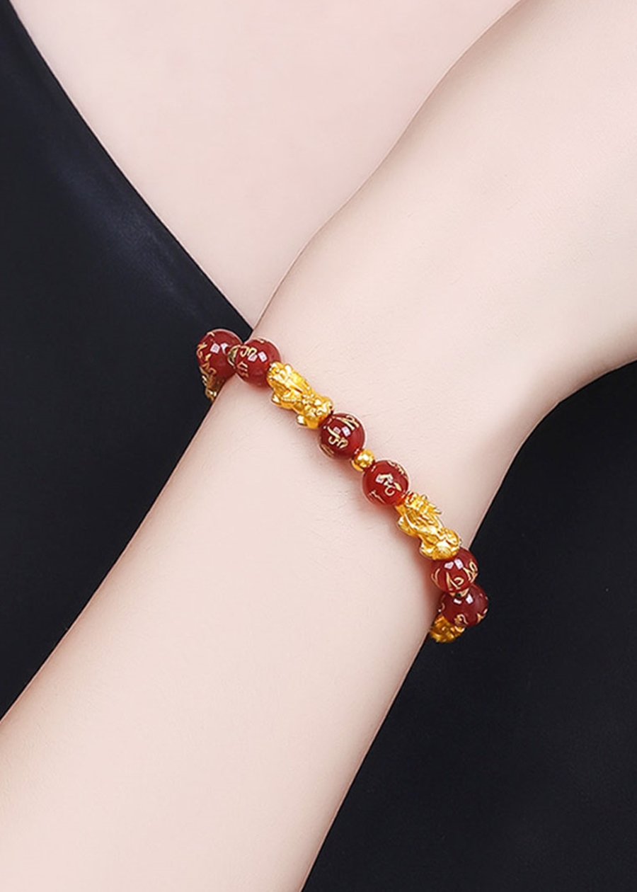 Vòng Tay 5 Tỳ Hưu Đá Mã Não Chữ Phạn Tự Nhiên