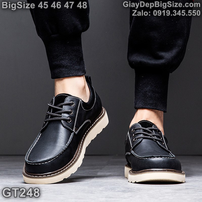 Giày da công sở, giày tây đế phẳng cỡ lớn 45 46 47 48 cho nam cao to chân ú bè. Big size leather shoes for wide feet