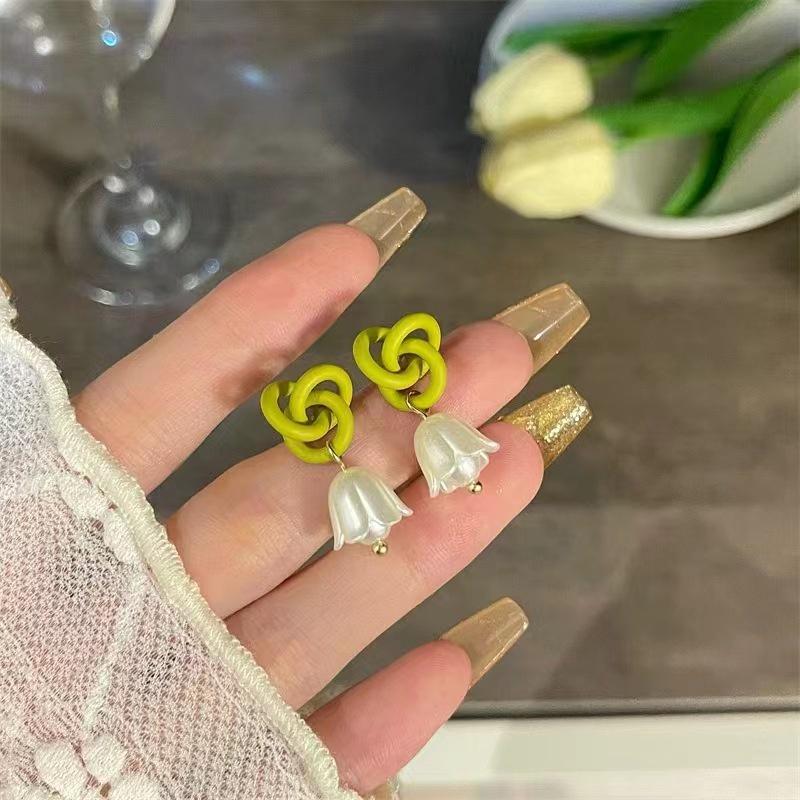 Bông tai nữ hoa loa kèn thiết kế kiểu xoắn phụ kiện trang sức