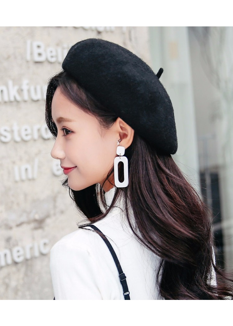 Mũ nồi, beret lông xù trơn A180