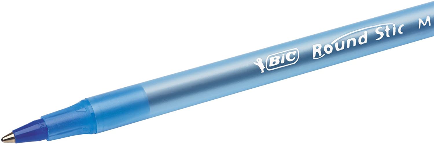 Bút bi Bic Round Stic Xtra Life, Medium Point (1.0mm), Pen Tapping, Màu xanh, đen và đỏ