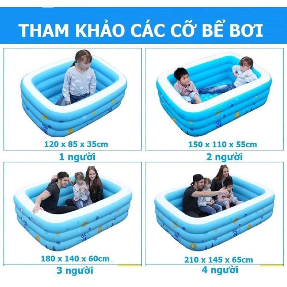 Bể Bơi Phao Cho Bé 1m8 3 Tầng Loại Dày Có Đáy Chống Trượt