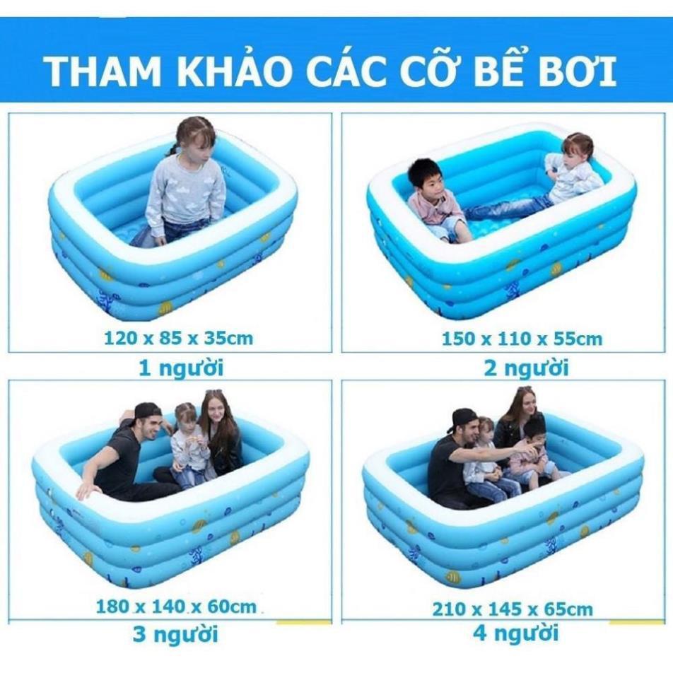 Bể Bơi Phao Cho Bé 1m8 3 Tầng Loại Dày Có Đáy Chống Trượt