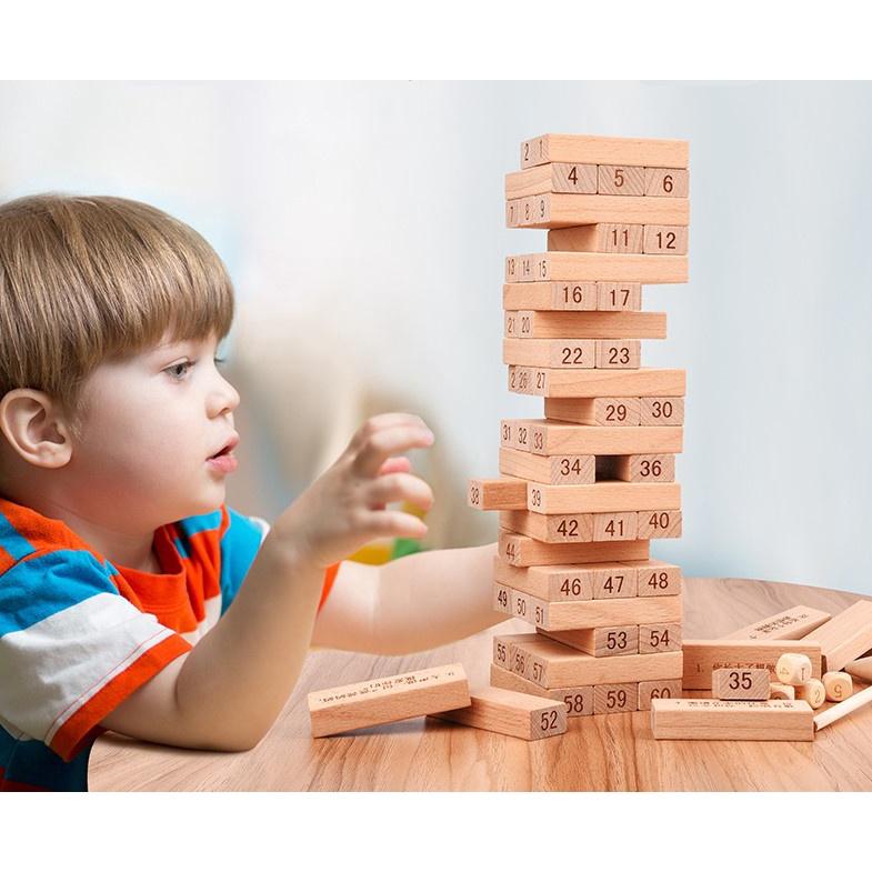 Rút gỗ số cỡ lớn + kết hợp xếp hình domino ️FREE SHIP️ 100% gỗ tự nhiên đặc chắc, con tha hồ chơi rút gỗ, xếp hình