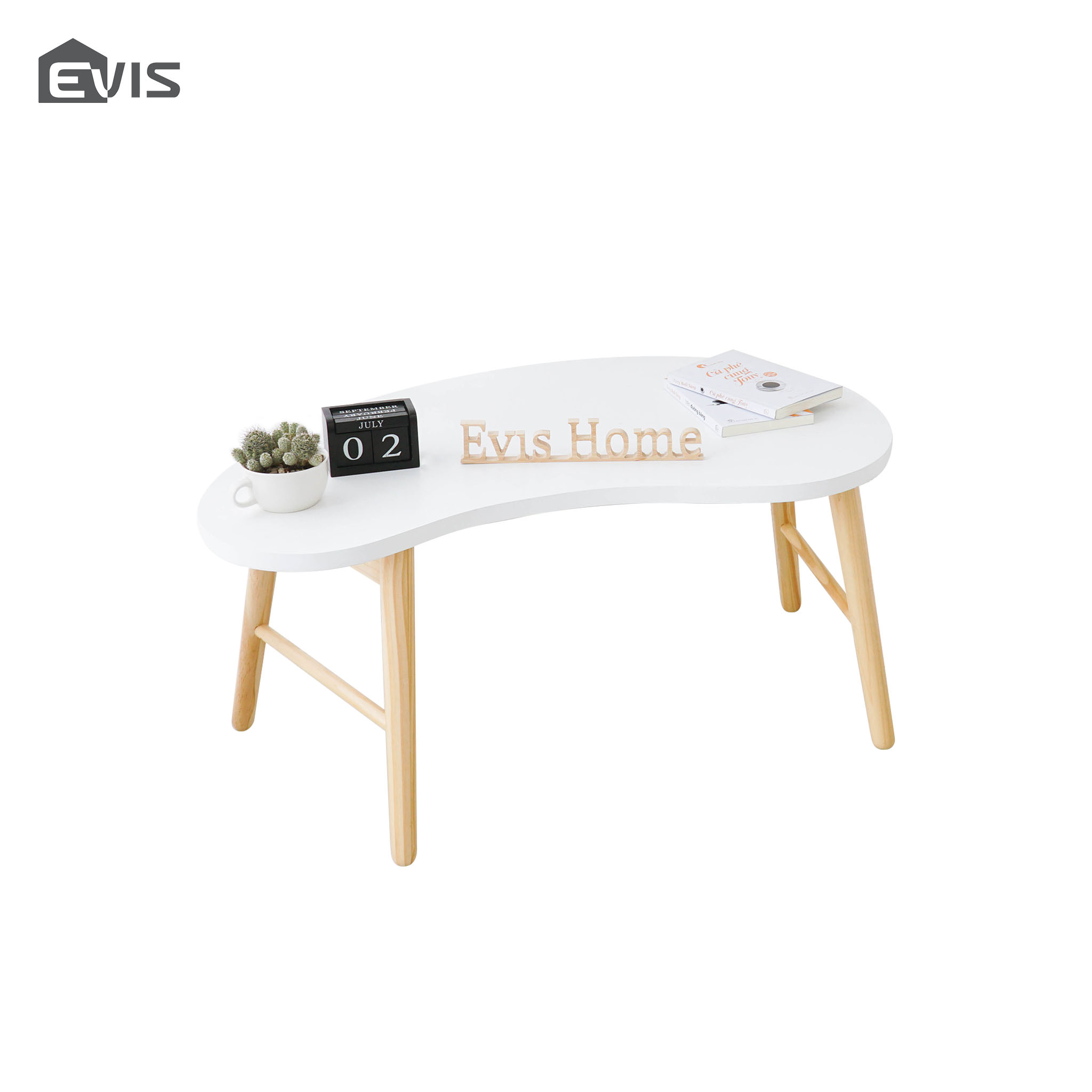 Bàn Sofa Evis Home - Bàn Trà Sofa Hình Hạt Xoài - Bàn Trà Bàn Làm Việc Đa Năng - Chân Bàn Dễ Xếp Gọn