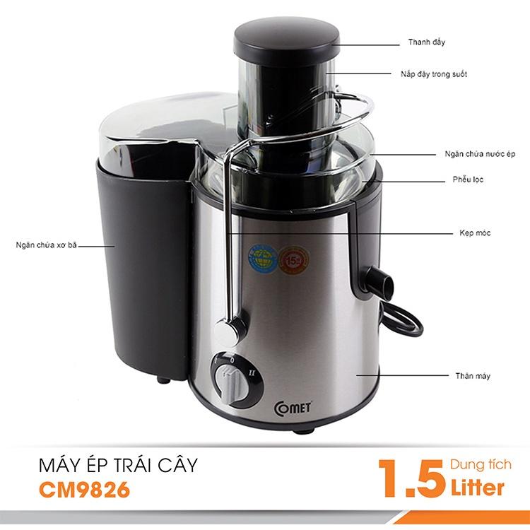 Máy ép trái cây 1.5 lít Comet CM9826 - Hàng chính hãng