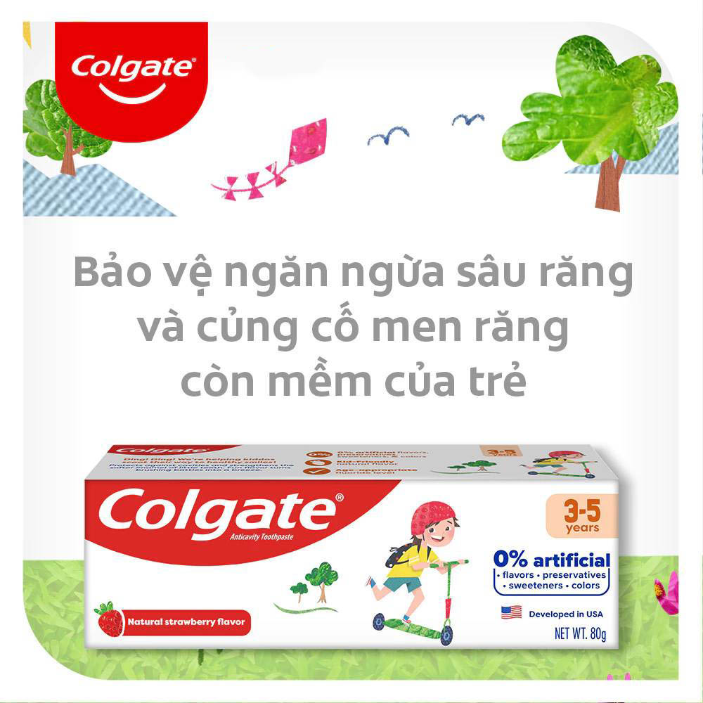 Bộ đôi kem Đánh Răng Colgate Trẻ em thiên nhiên 3-5 tuổi 80G