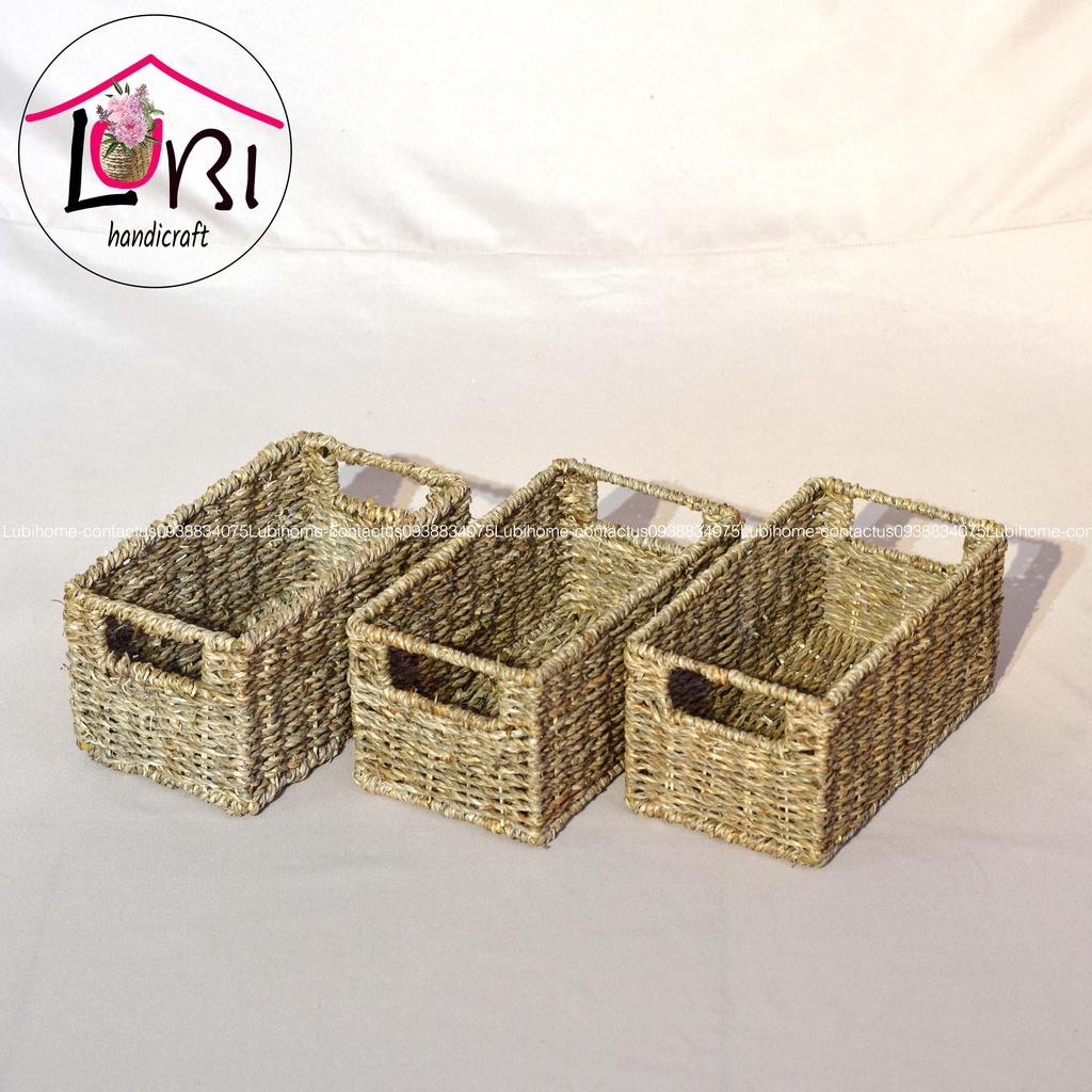Lubihandicraft - Khay cói đựng đồ văn phòng nhỏ xinh