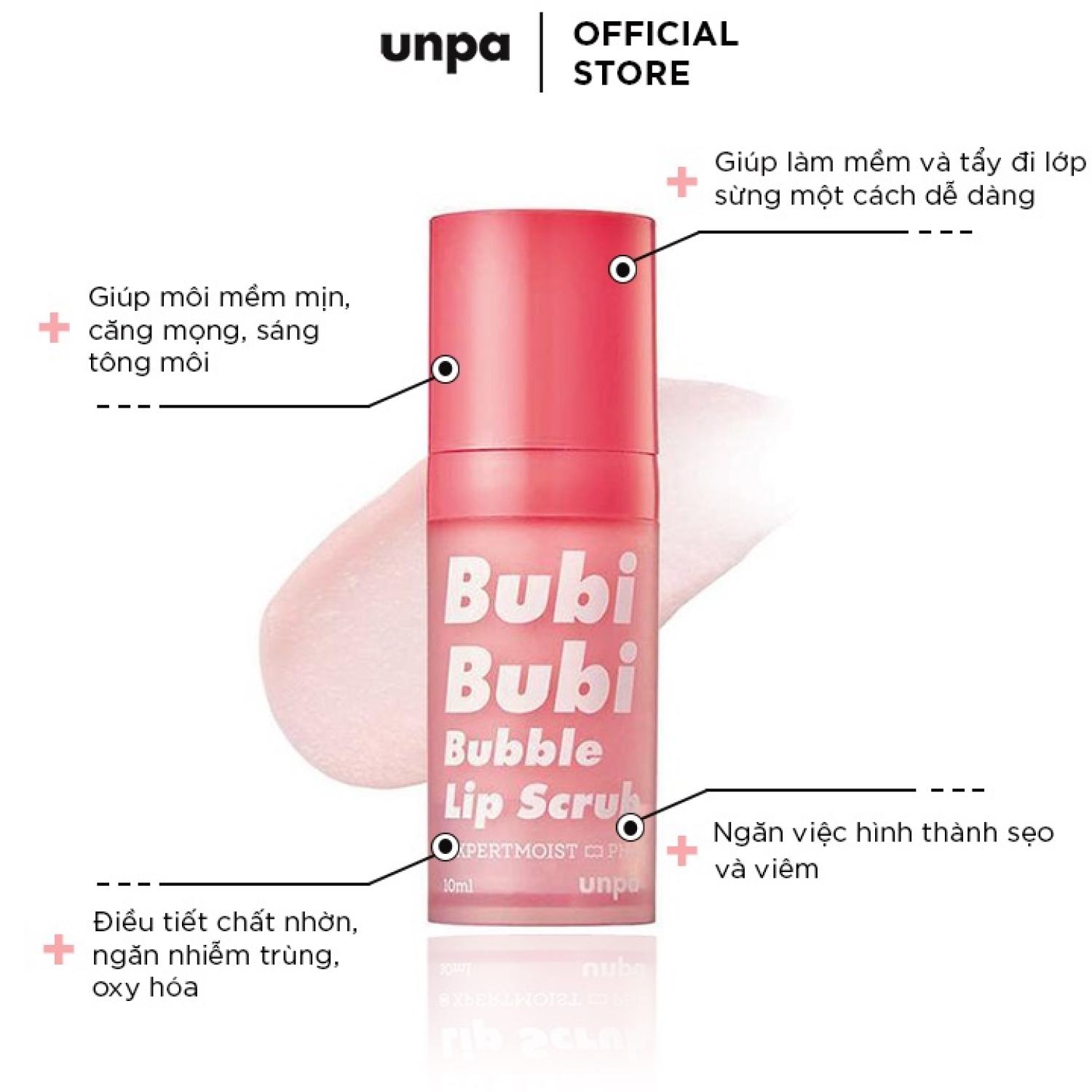 Combo gel tẩy tế bào chết môi và son dưỡng môi làm hồng và căng mọng môi Unpa Bubi Bubi Lip Scrub 10ml + Unpa Bubi Bubi Lip Balm 3.8g