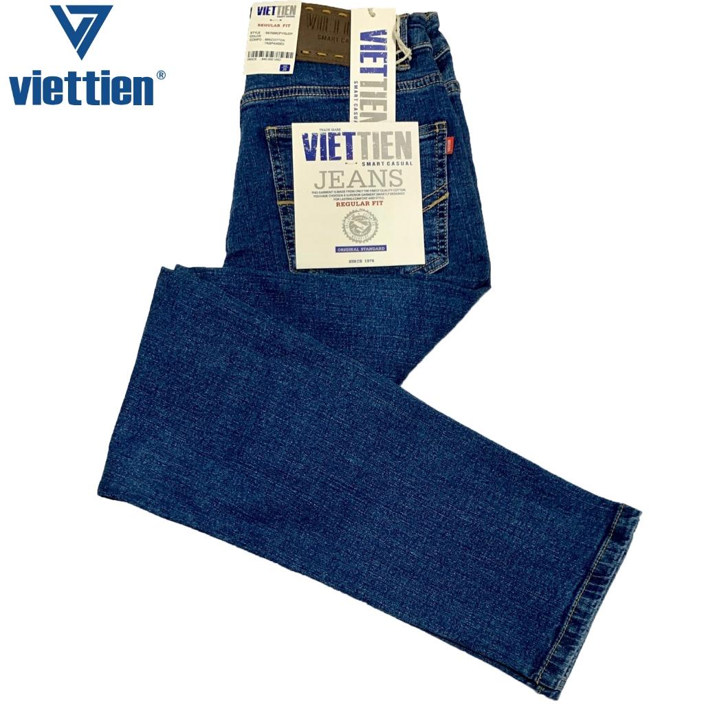 Viettien - Quần Jeans nam dài Màu Xanh 6S7058 phom Regular fit may vừa không ôm sát, không rộng - Jeans xanh