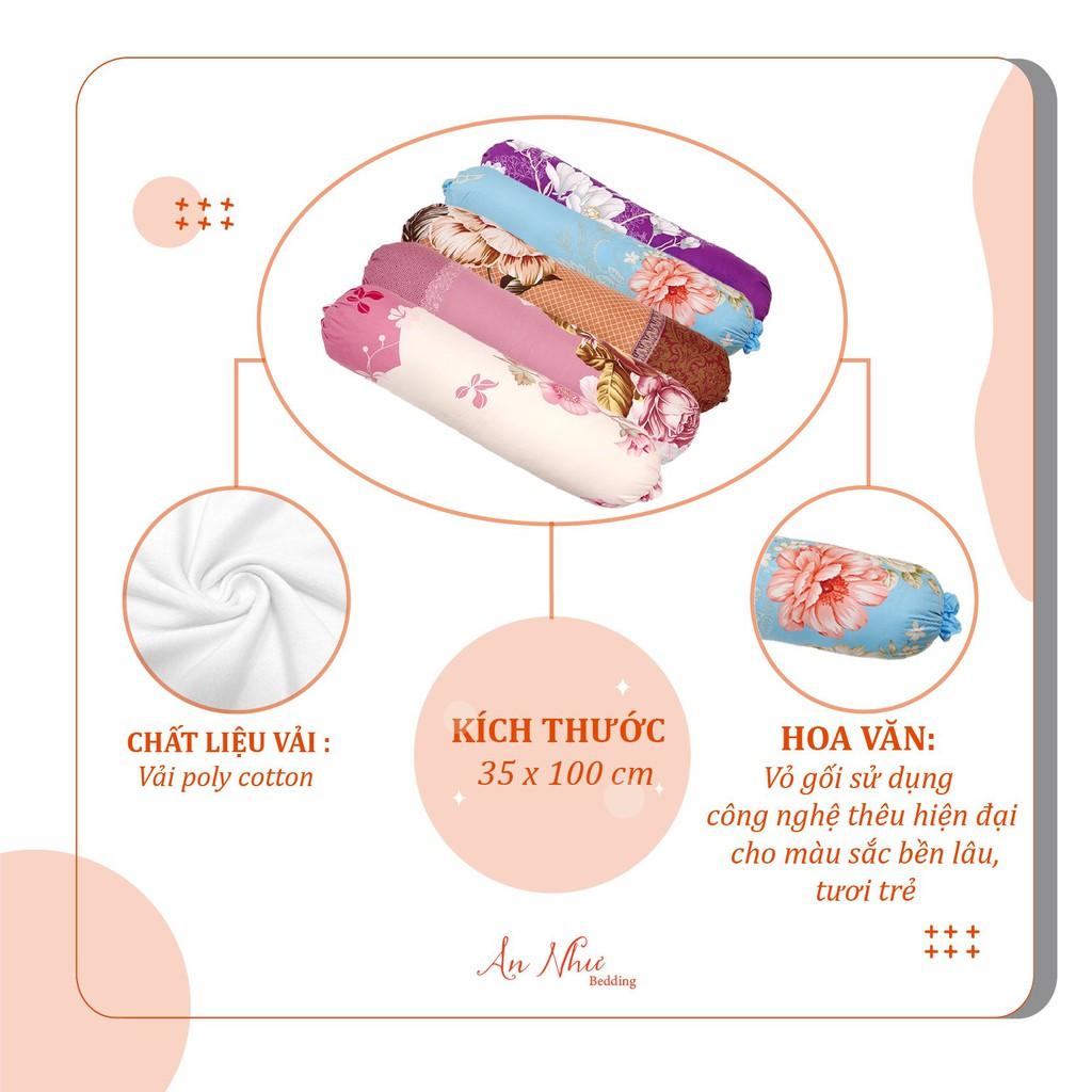 Vỏ gối ôm35x100 vỏ gối, bao gối ôm cotton poly hoa lá đẹp