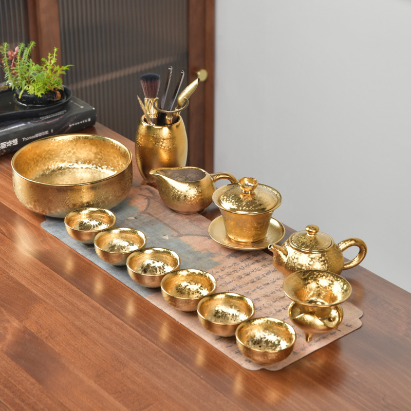 SET ẤM CHÉN PHA TRÀ MẠ VÀNG 12 MÓN