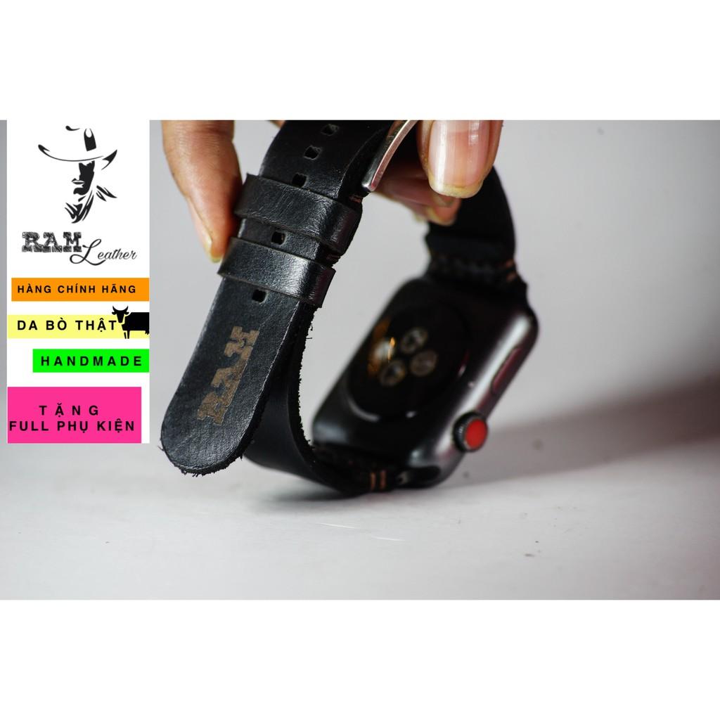 Dây đồng hồ RAM Leather da bò handmade - RAM simple đen 2021
