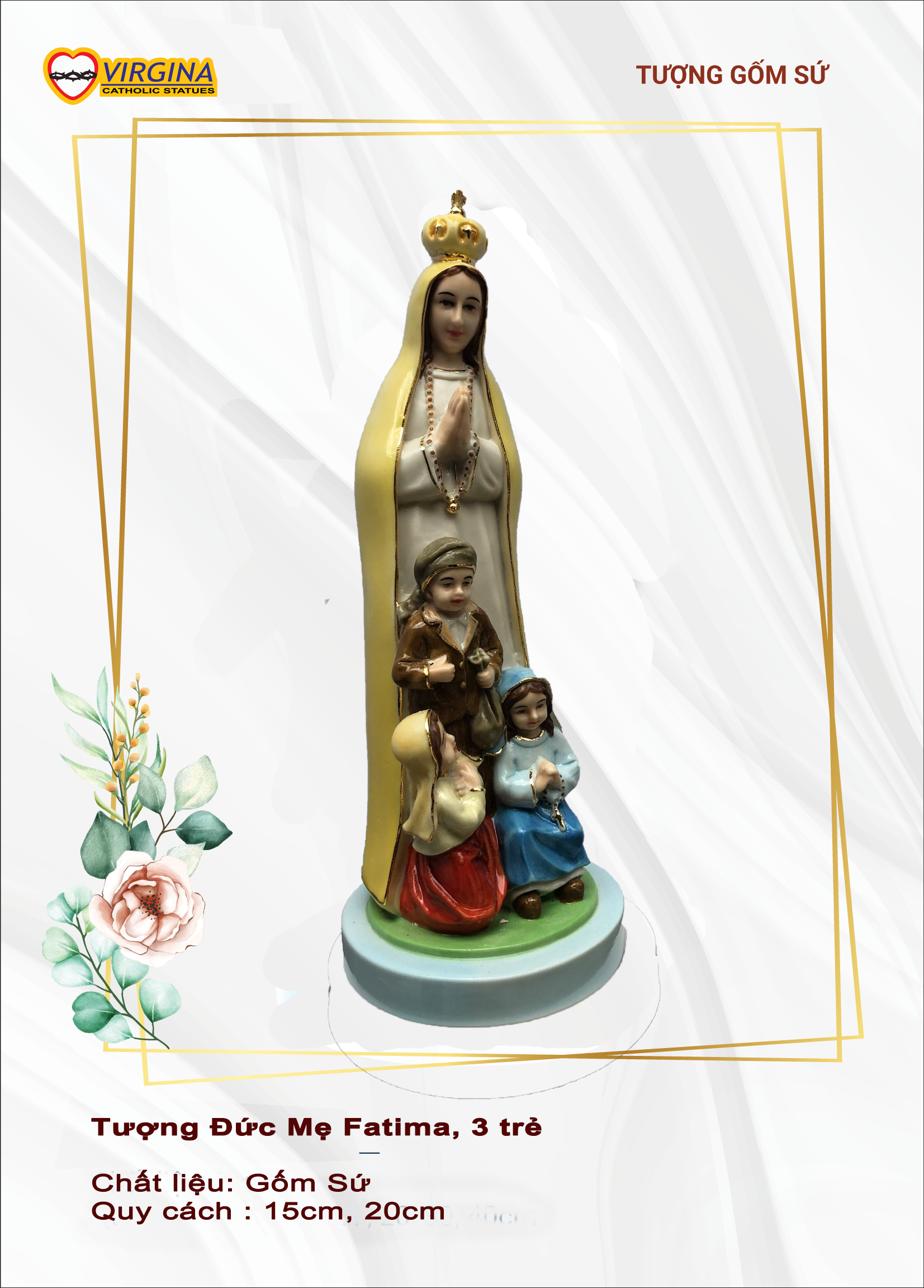 Tượng sứ - Mẹ Fatima và ba đứa trẻ