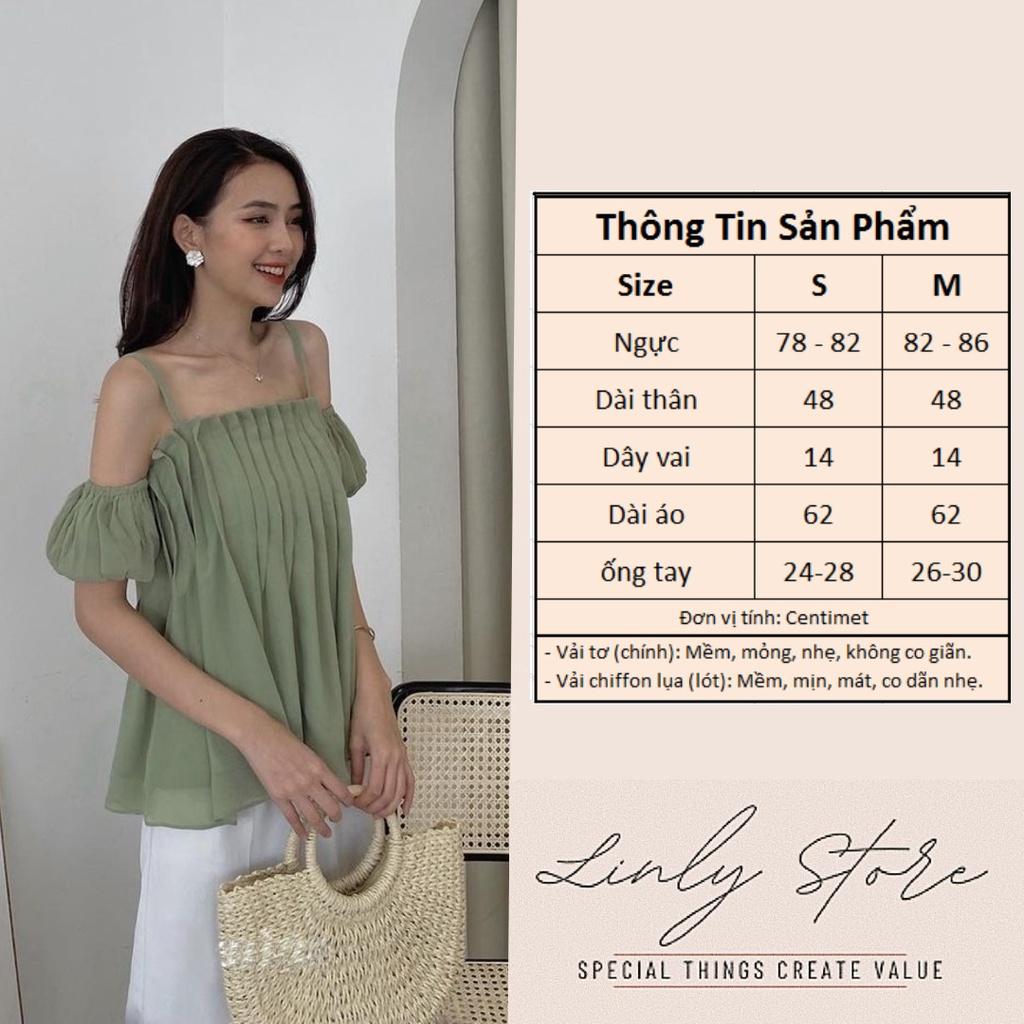 Áo kiểu nữ ngắn tay chất dập ly Croptop hở vai tiểu thư siêu xinh - Trễ vai tay bồng chất tơ cao cấp A-2DL