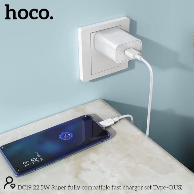 Bộ sạc nhanh Hoco nx19 vooc kèm cáp type c qc 3.0 pd 22,5w - củ sạc kèm dây sạc cho samsung huawei,... - hàng chính hãng