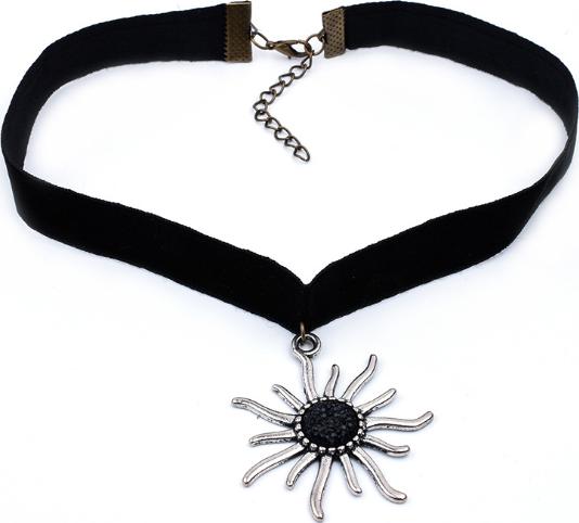 Vòng cổ choker tatoo mặt trời mầu đen phối bạc V6-B
