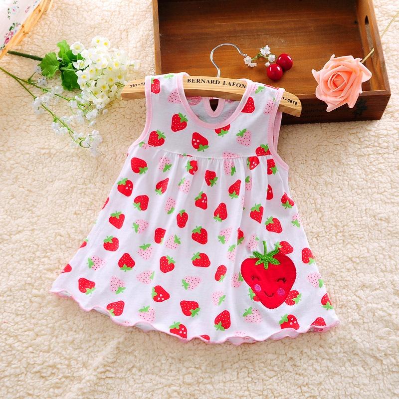 Đầm bé gái sơ sinh dễ thương - Đầm mặc nhà bé gái, váy cho bé gái sơ sinh 0-3M màu ngẫu nhiên