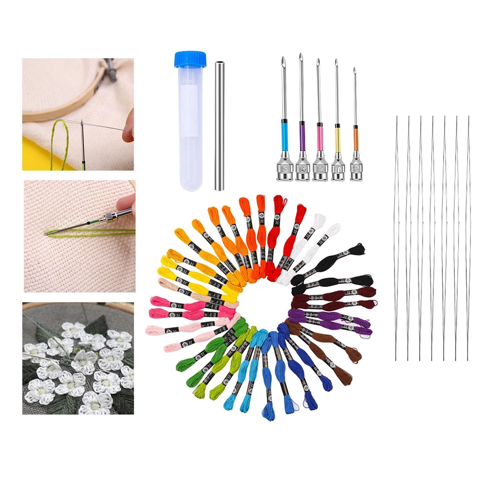 Embroidery Punch Needle, 62 Pcs Punch Needle Tool with Needle Punch, 48 Pcs Embroidery Thread, Embroidery Needles, Punch Needle Kit for Beginners
