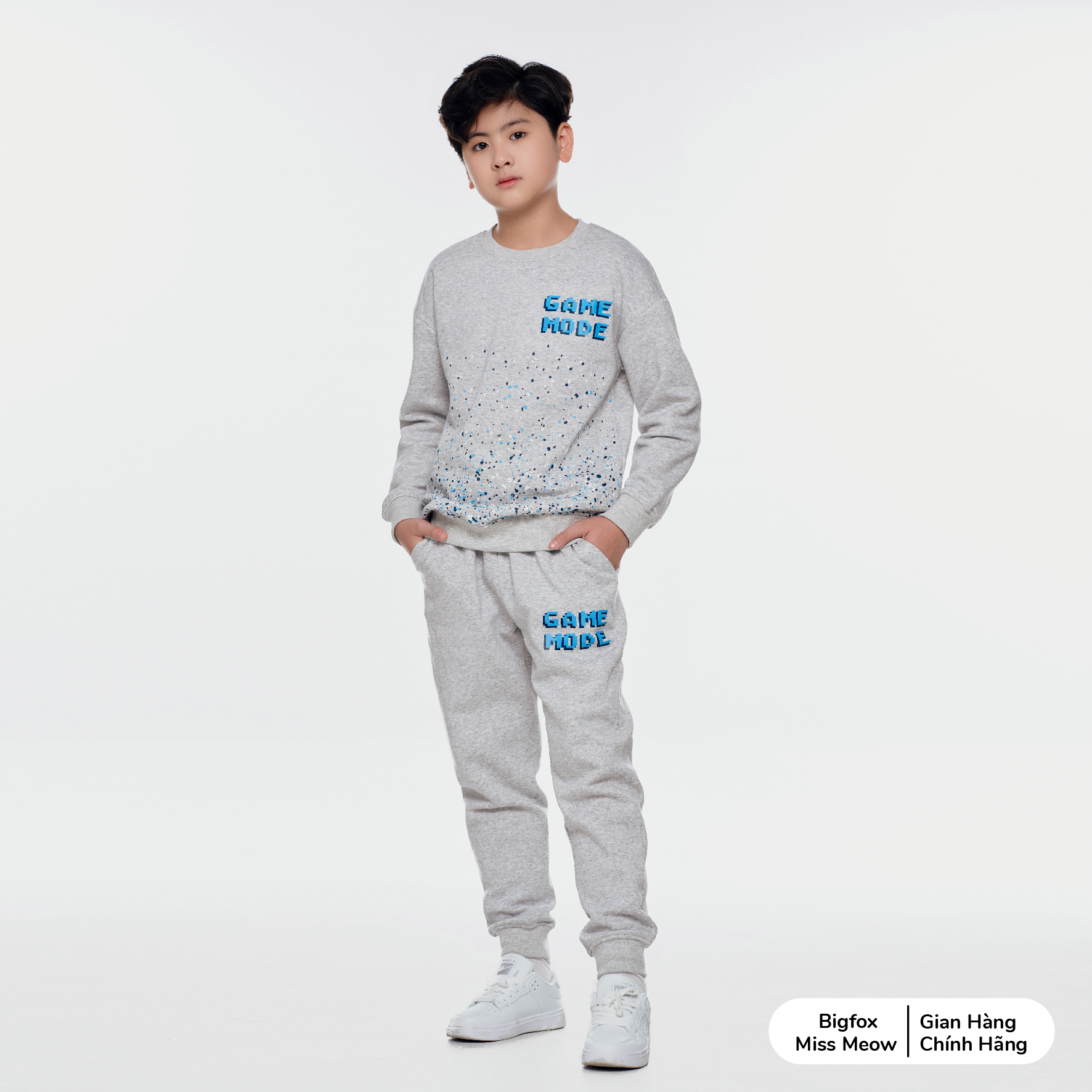 Bộ nỉ thu đông bé trai size đại BIGFOX MISS MEOW quần áo dài tay cho trẻ em phom Hàn Quốc cỡ 9,11,15 tuổi 30kg 50kg 2000