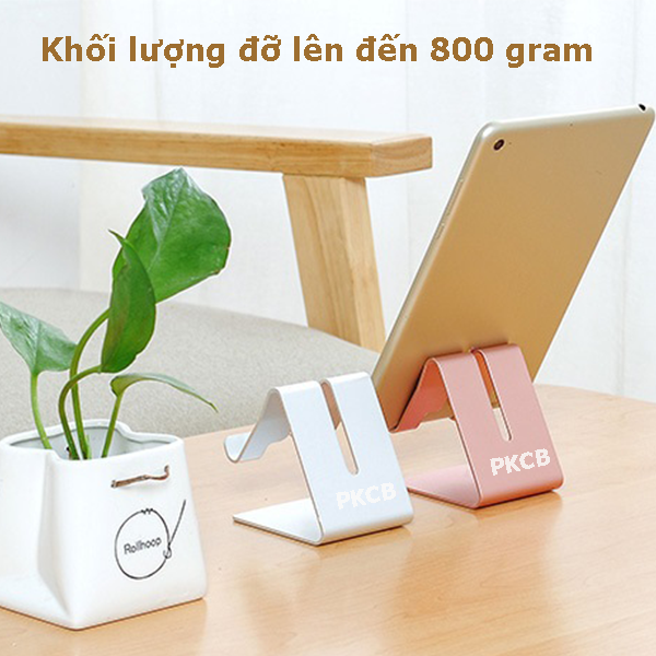 Giá Đỡ chân đế Điện Thoại Máy Tính Bảng Ipad Hợp Kim Nhôm nguyên khối chống trượt có khe cắm sạc Cao Cấp màu Bạc Hàng Chính Hãng