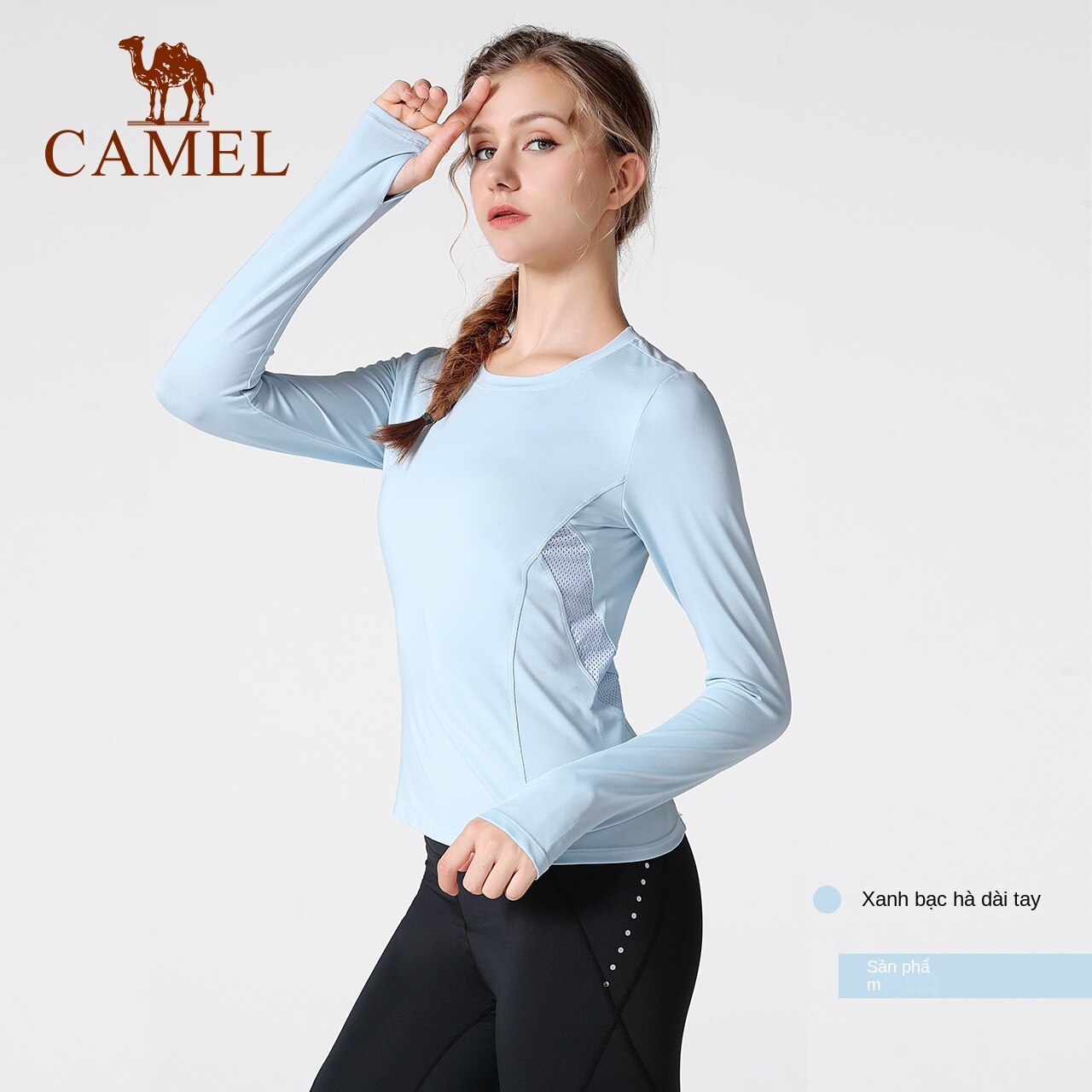 Quần áo yoga dài tay CAMEL Phụ nữ hàng đầu mùa thu 2022 mới quần áo chạy thể thao áo phông quần áo thể dục quần áo bó