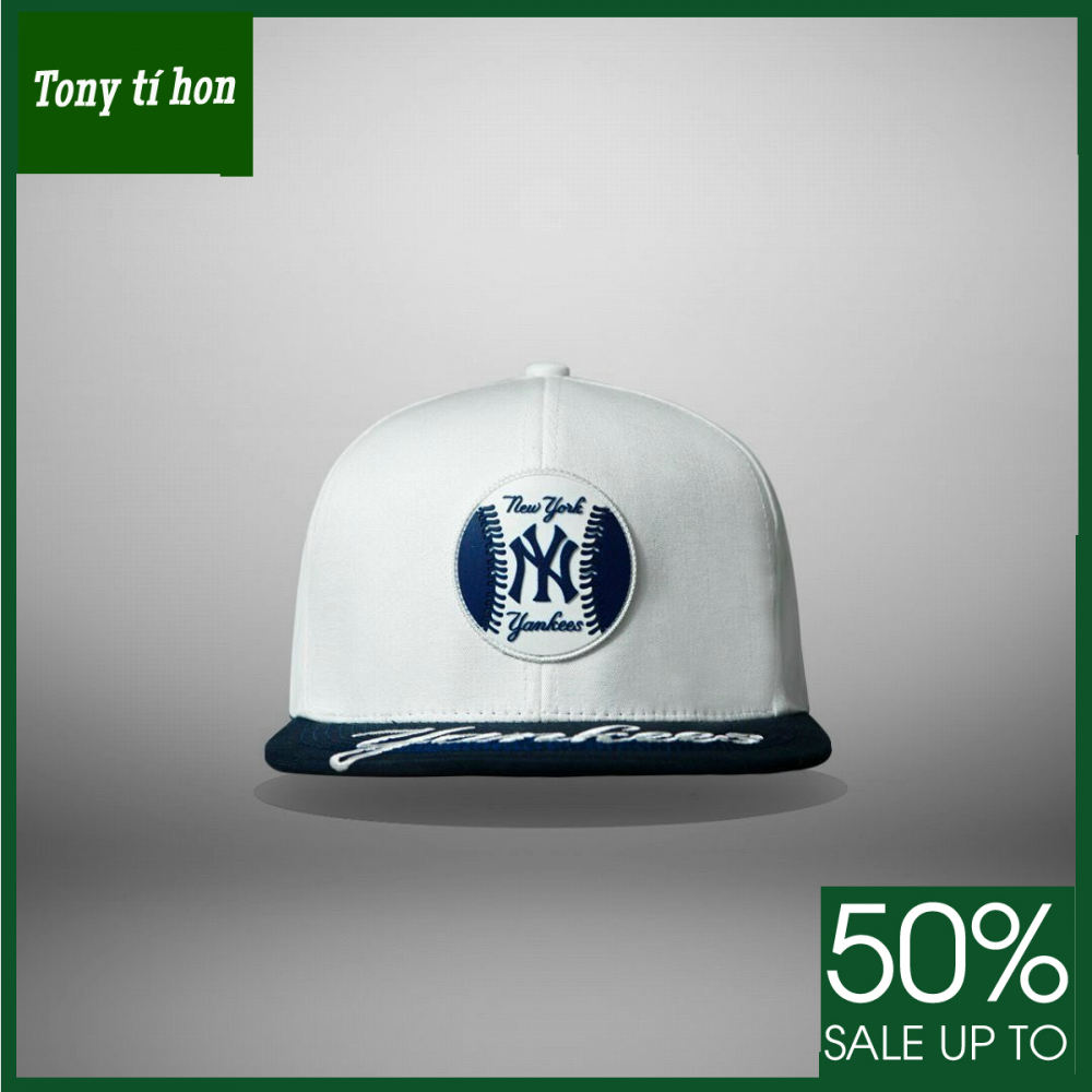 Tony tí hon - Mũ/nón kết lưỡi trai Snapback YK trắng phối logo xanh