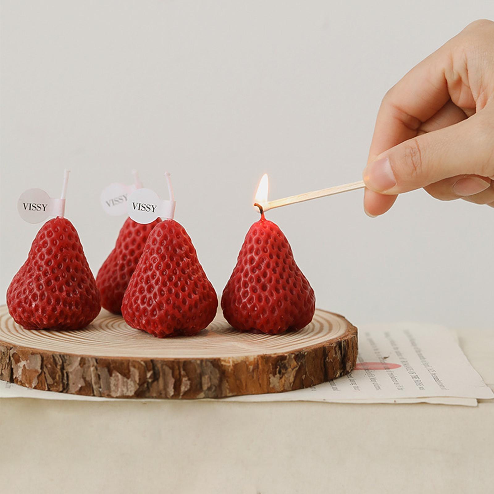 3-10pack Strawberry Candle Scented Candle Home Living Room Party Decor Photo