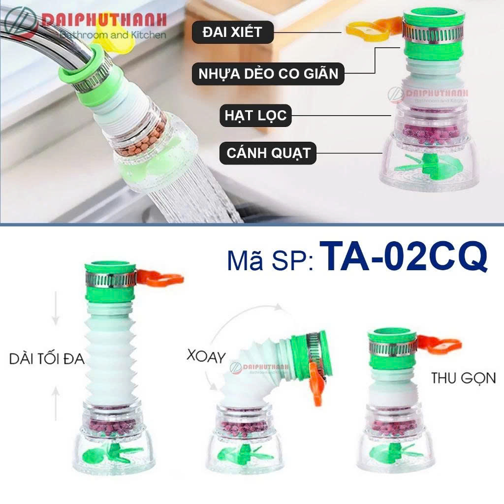 Đầu Nối Tăng Áp Gắn Vòi Rửa Chén Bát Đa Năng - Đầu vòi có thể xoay, lọc cặn bẩn, ren từ 15 đến 24mm