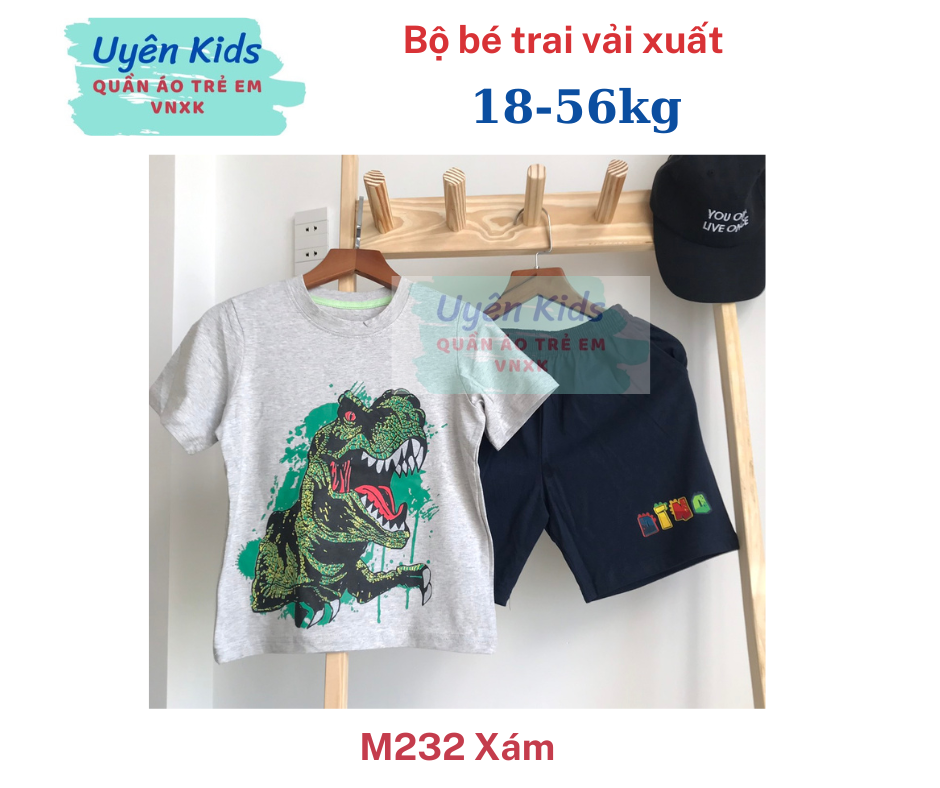 Đồ bộ bé trai vải xuất co giãn mỏng mát in hoạt hình