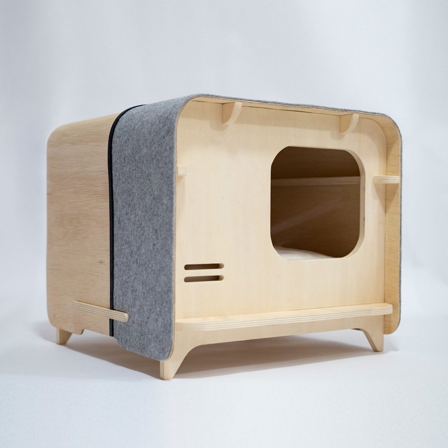 Nhà gỗ hình chữ nhật dành cho chó mèo T04 độ dày gỗ 15mm