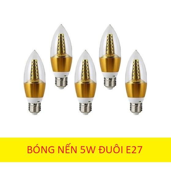 Combo 5 combo 10 đèn nến đui E27 LED ánh sáng vàng nắng hiện đại