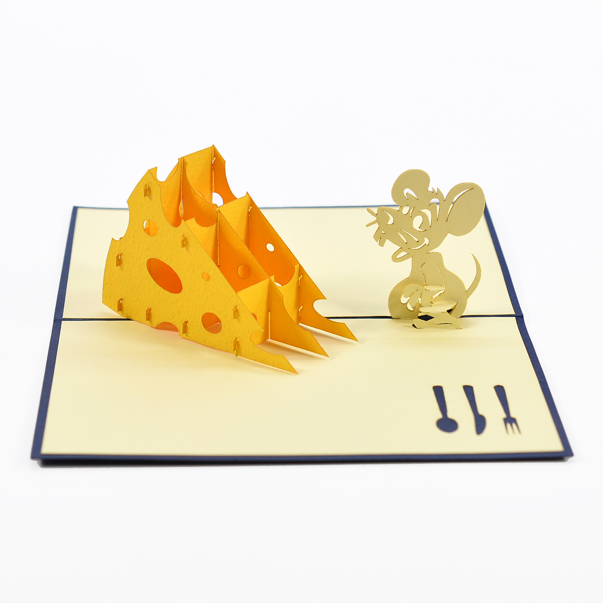 Thiệp 3D handmade Mouse & Cheese AN016 size 10x15cm