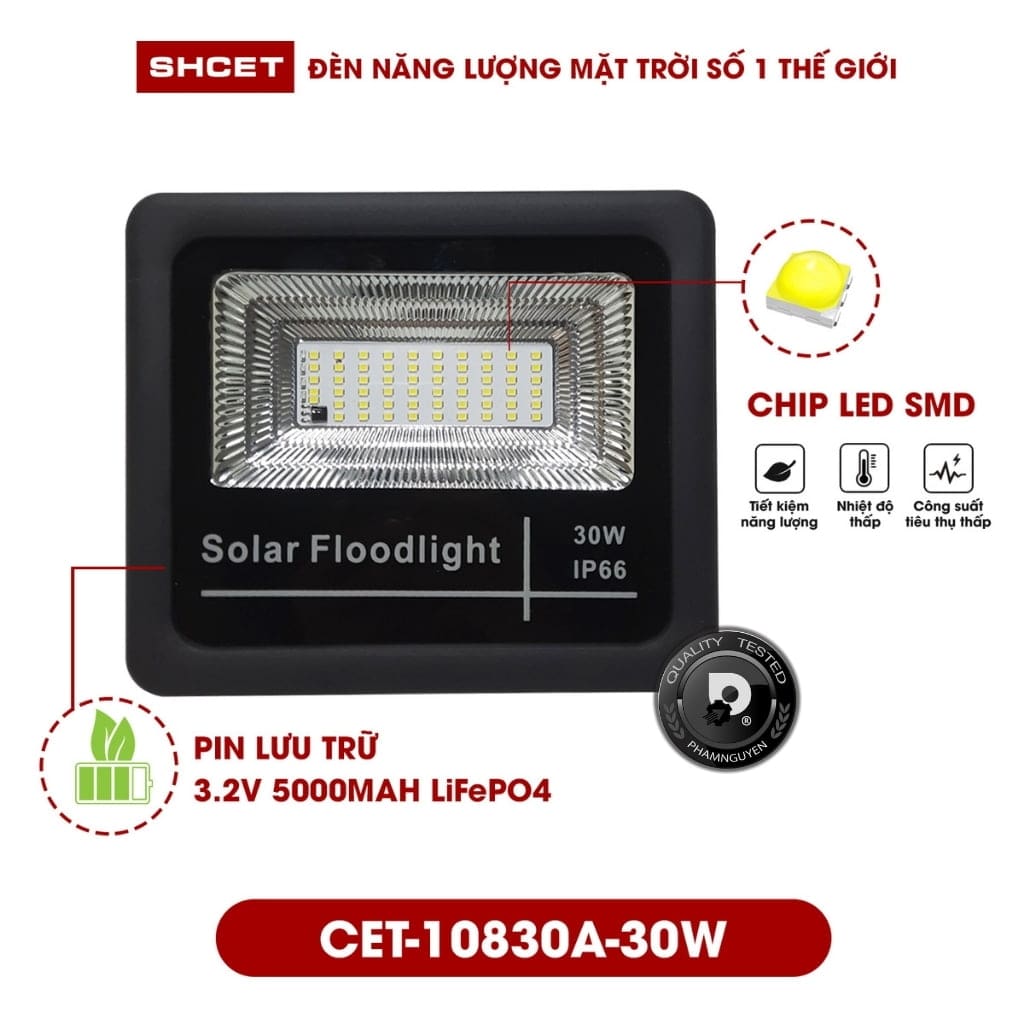 [Chính Hãng] Đèn năng lượng mặt trời 100W-200W-150W-50W-30W | Đèn pha led sáng 20-24 giờ (2 Ngày mưa) | SHCET