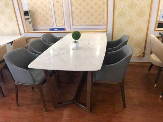 Bộ bàn Concorde 1m6 + 6 ghế Grace có tay