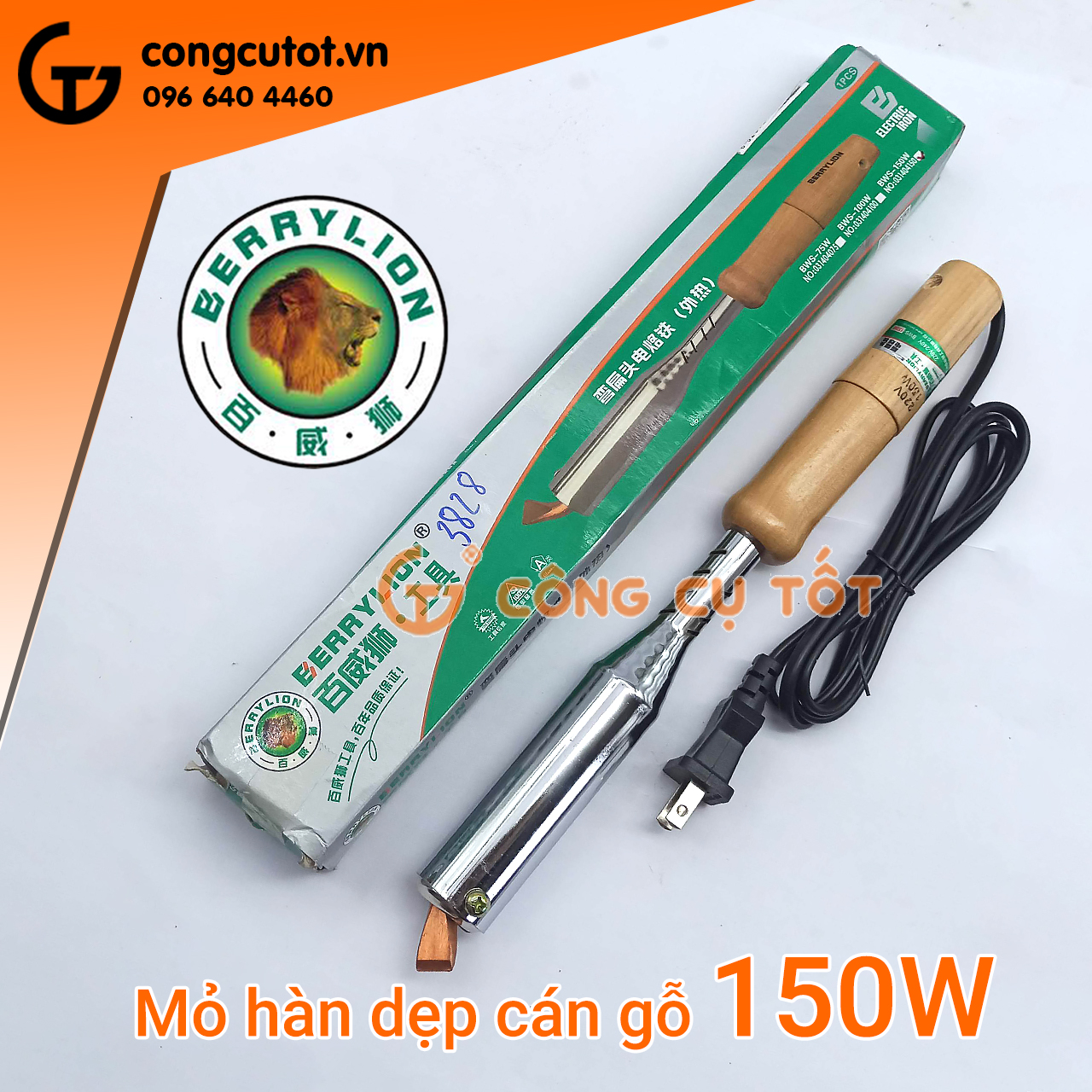 Mỏ hàn dẹp cán gỗ Berrylion 150W
