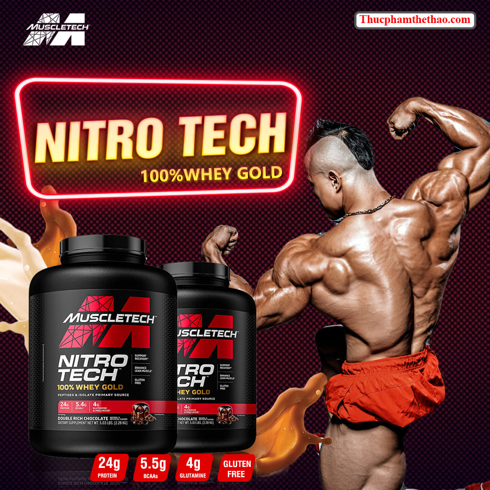 Sữa tăng cơ NITRO -TECH 100% WHEY GOLD Hộp 5lbs (2.27kg) - Hàng Chính Hãng MUSCLETECH USA - NHIỀU HƯƠNG VỊ - KÈM QUÀ TẶNG